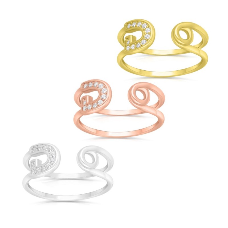 טבעת כסף סטרלינג פרסה עם זירקונים בחרו S... | טבעות יהודיות